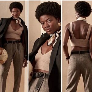 NWT Banana Republic Tan Lenzing Ecovero Serene Sweater Ribbed Knit Bralette- XL